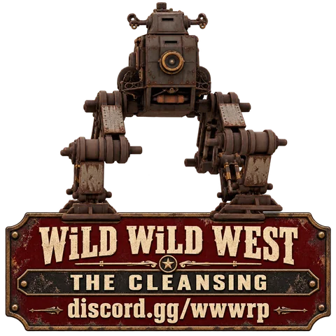 Werkmaschine über einem roten Warnschild mit Discord-Adresse.