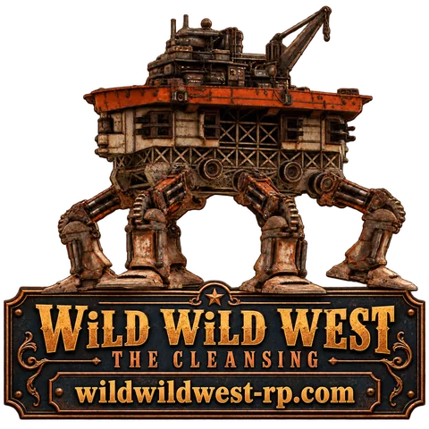Die Festung über einem Schild mit der Adresse wildwildwest-rp.com.